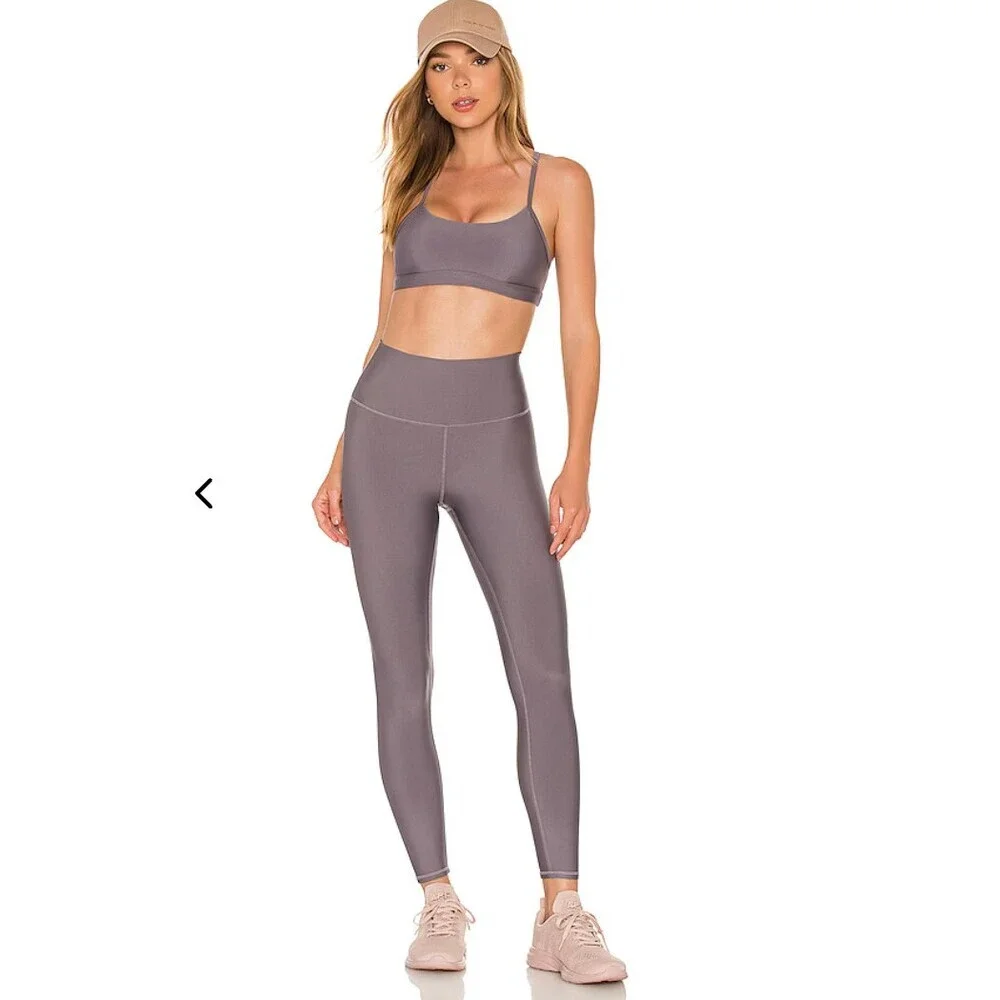 Alo Yoga High Waist Airlift Legging Full Length in Raisinette Purple Size XS